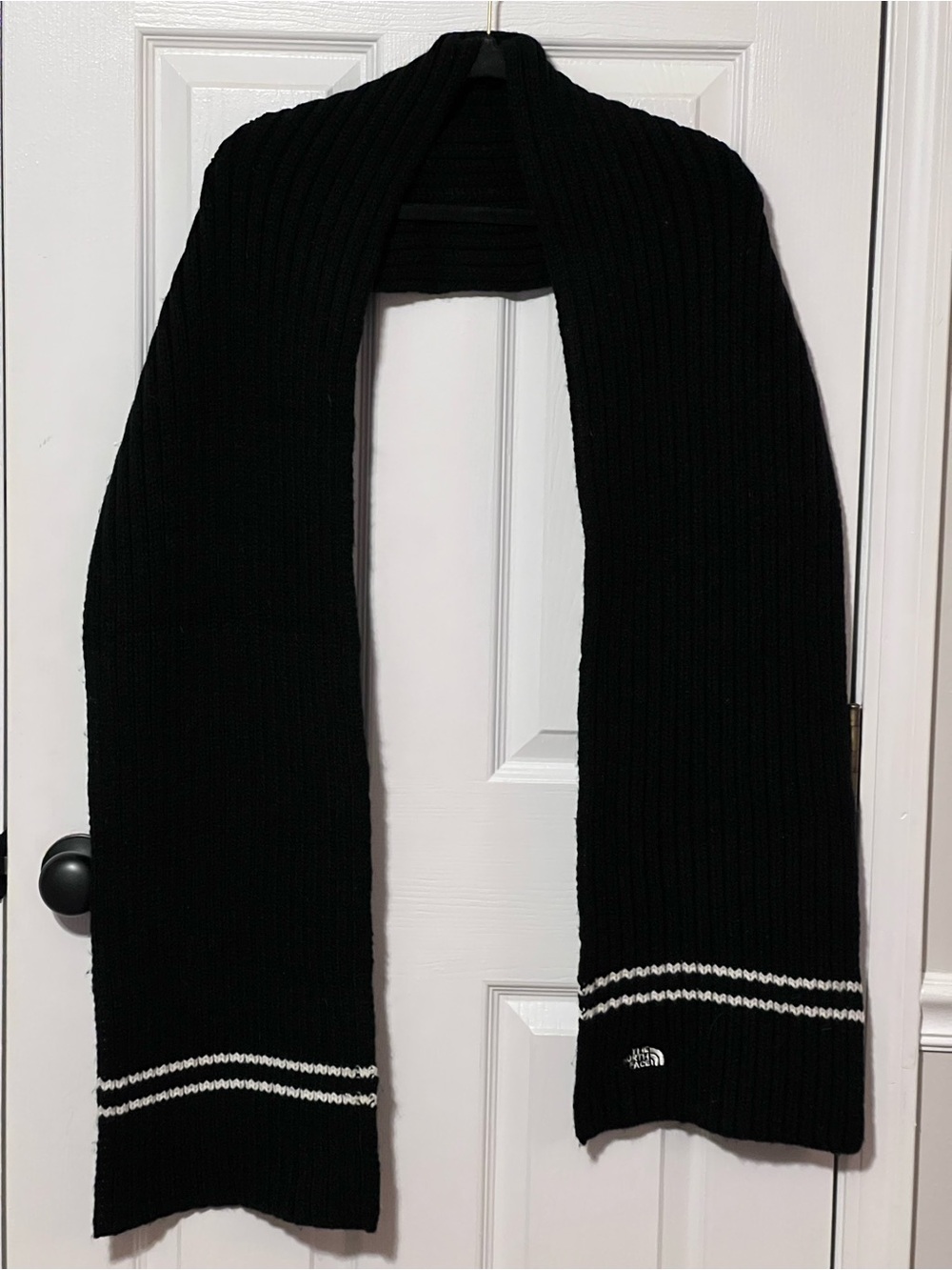 Vintage 2005 The North Face Black Knit Scarf 90” Made in Canada